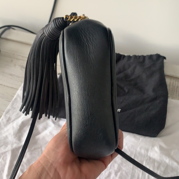 Yves Saint Laurent Black Leather Pouch Mono- crossbody - Picture 4 of 7